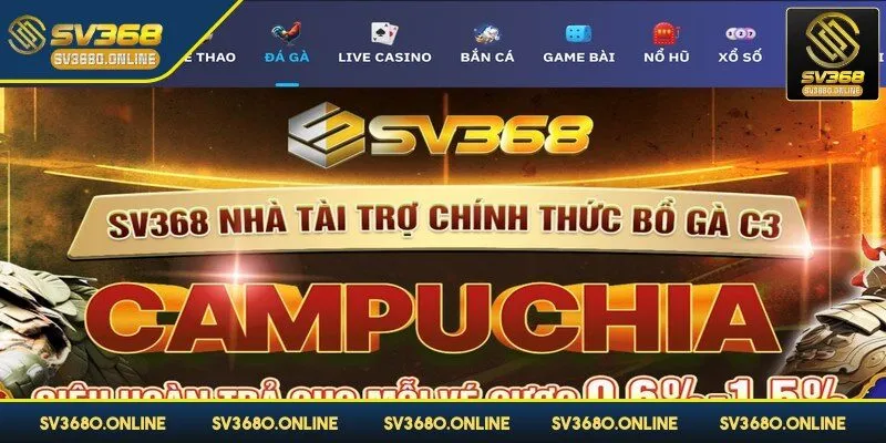 Đá gà của SV368 nhận được sự ủng hộ đông đảo của bet thủ