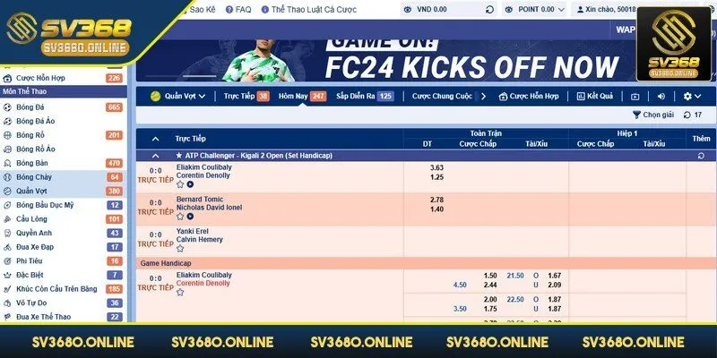 Tennis siêu phẩm cuốn hút tại SBO